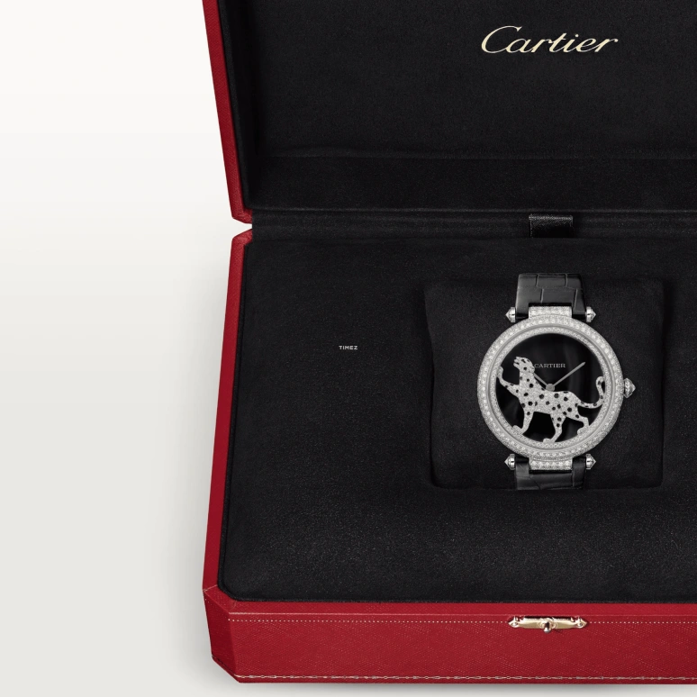 Cartier,Panthère Jewelry Watches 42.75mm,42.75mm,White Gold,Black,Automatic,48hours,In-house Caliber,HPI00692