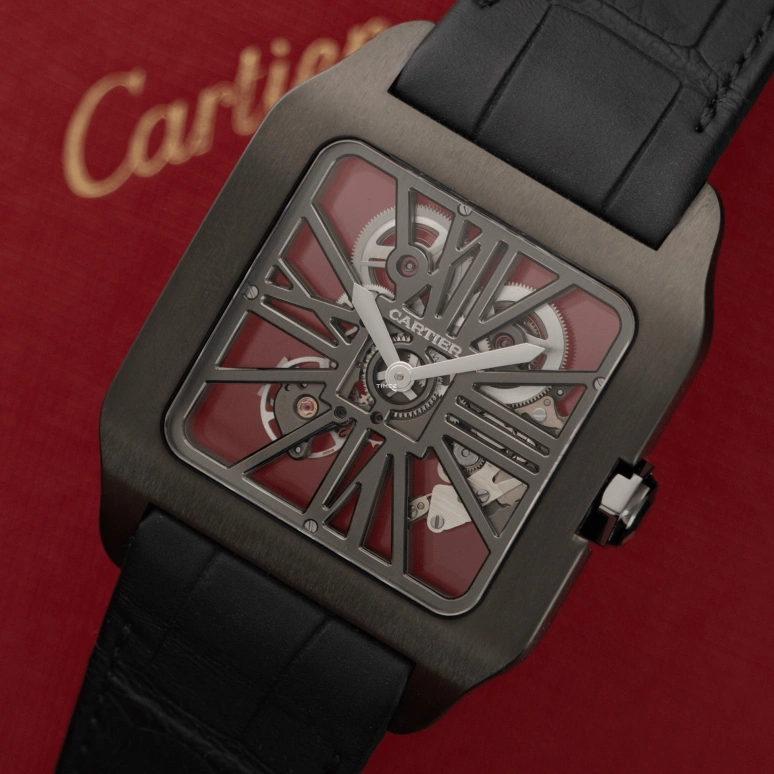 Cartier,Santos de Cartier 38.70x47.40mm,38.70x47.40mm,Titanium Gold,Skeleton,Handwound,Hollow Out,72hours,W2020052