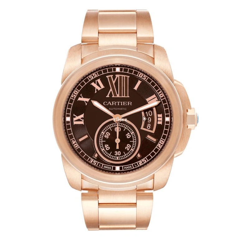 Cartier,Calibre de Cartier 42mm,42mm,Rose Gold,Brown,Automatic,Day,48hours,W7100040