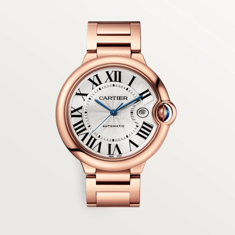 Cartier,Ballon Bleu de Cartier 42.10mm,42.10mm,Rose Gold,Silver,Automatic,Day,42hours,WGBB0016