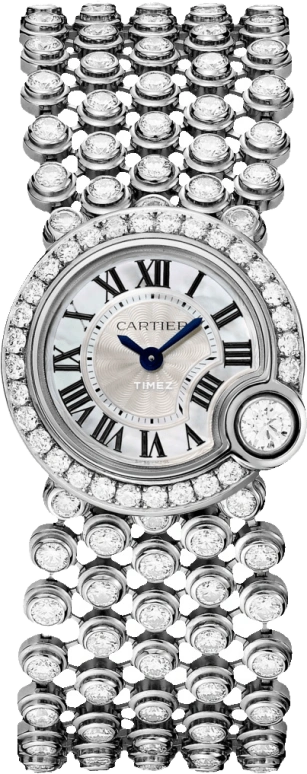 Cartier,Ballon Blanc de Cartier 24mm,24mm,White Gold,Silver White,Sapphire,Crystal Glass,Setting,Diamonds,HPI00756