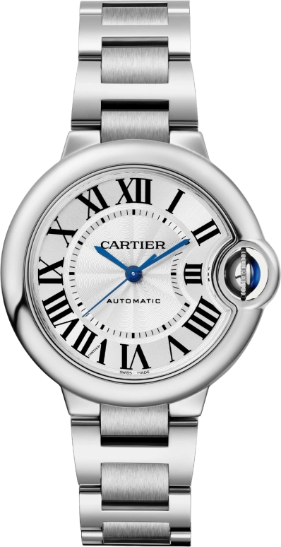 Cartier,Ballon Bleu de Cartier 33mm,33mm,Stainless Steel,Silver,Automatic,In-house Caliber,Sapphire,Crystal Glass,WSBB0044