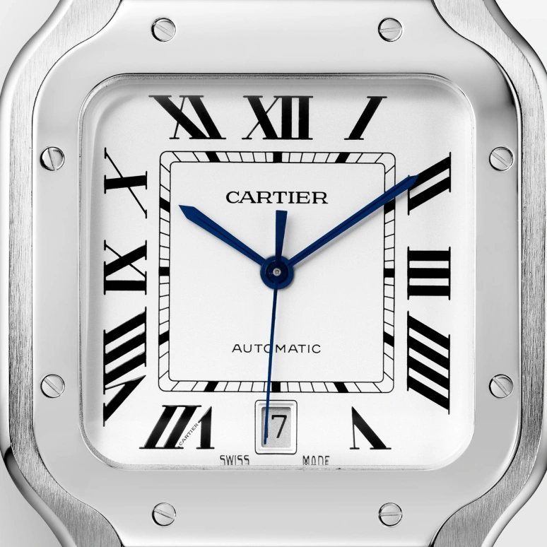 Cartier,Santos de Cartier 39.80x47.50mm,39.80x47.50mm,Stainless Steel,Silver White,Automatic,42hours,In-house Caliber,WSSA0018