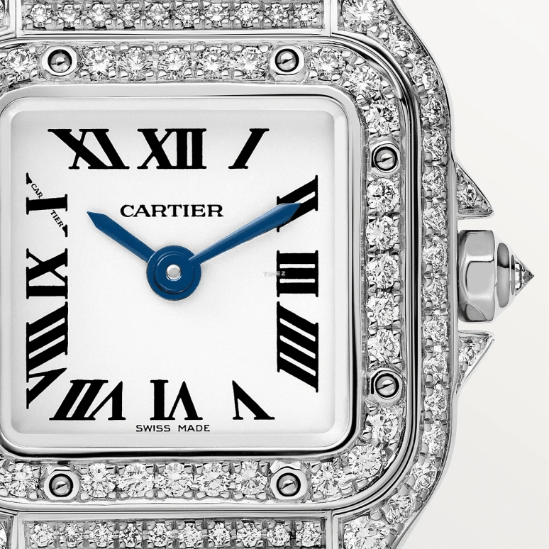 Cartier,Panthère de Cartier 20x25mm,20x25mm,White Gold,Silver,Quartz,Sapphire,Crystal Glass,Square,WJPN0070