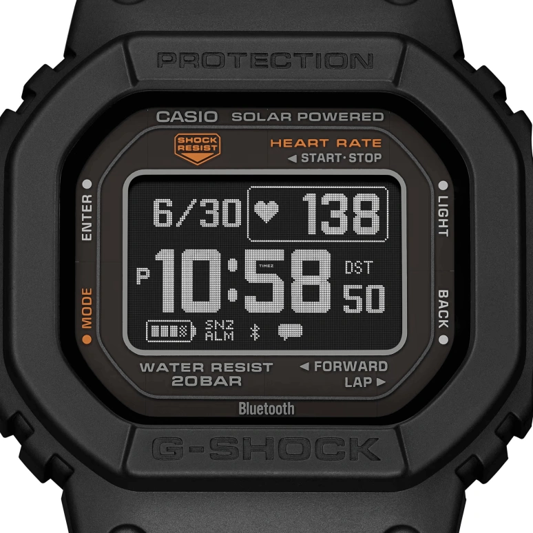 卡西欧,G-SHOCK 51.10x44.50毫米,51.10x44.50毫米,生物基,黑色,石英,计时,月相,月历,星期历,矿物水晶,方形,DW,DW-H5600-1