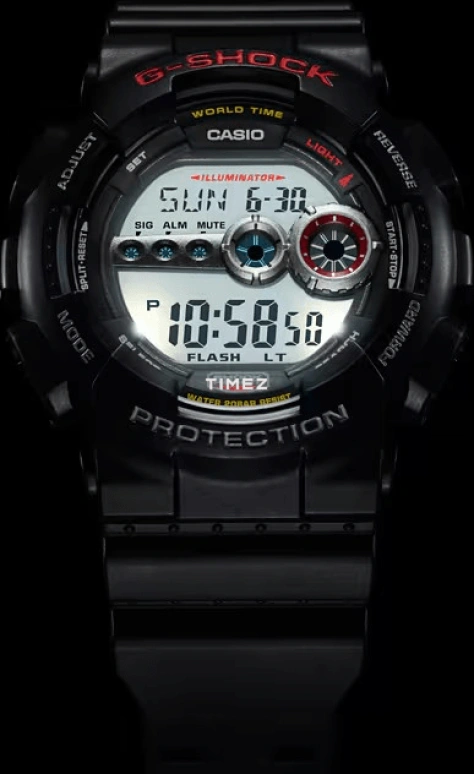 卡西欧,G-SHOCK 51.20毫米,51.20毫米,合成树脂,黑色,灰色,石英,倒计时,计时,月历,星期历,矿物水晶,圆形,GD100,GD100-1A