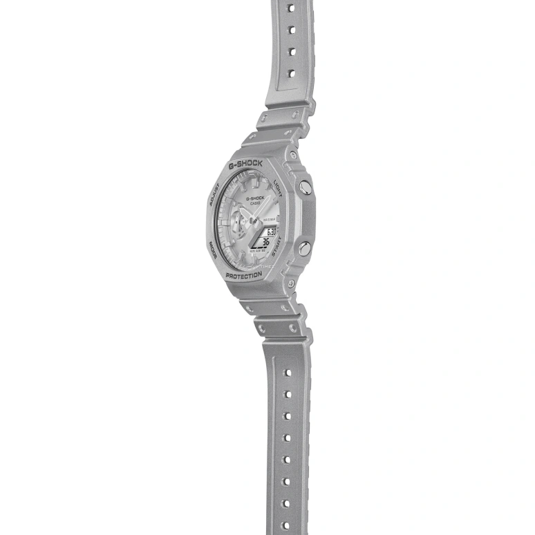 卡西欧,G-SHOCK 48.50x45.40毫米,48.50x45.40毫米,合成树脂,碳纤维,银色,石英,倒计时,计时,月历,星期历,矿物水晶,圆形,GA2100FF,GA2100FF-8A