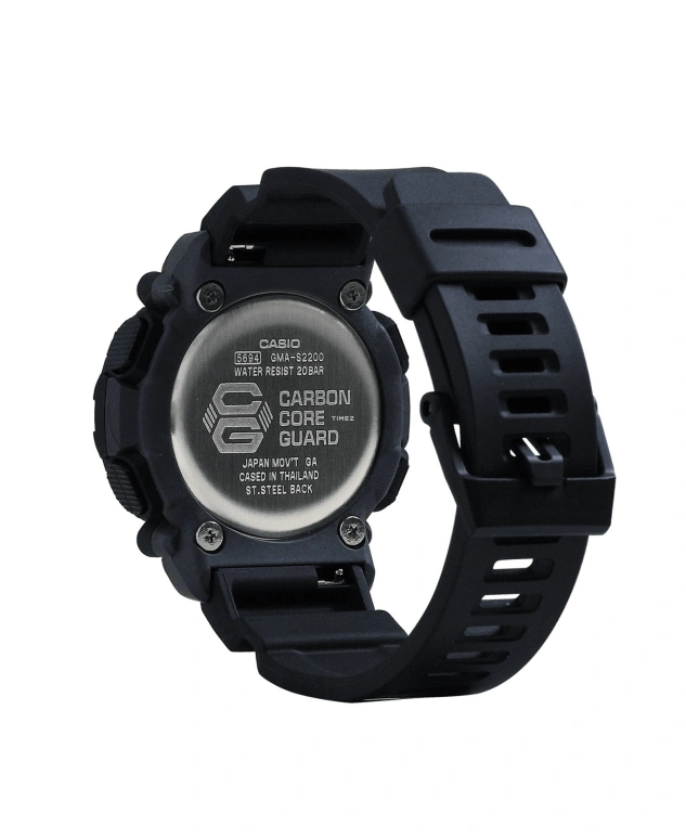 卡西欧,G-SHOCK 45.70毫米,45.70毫米,合成树脂,黑色,石英,倒计时,计时,月历,星期历,矿物水晶,圆形,GMAS2200,GMAS2200-1A