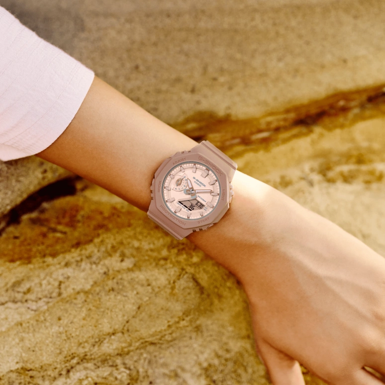 卡西欧,G-SHOCK 46.20x42.90毫米,46.20x42.90毫米,碳纤维,粉色,石英,倒计时,计时,月历,星期历,矿物水晶,八角形,GMAS2100NC,GMAS2100NC-4A2