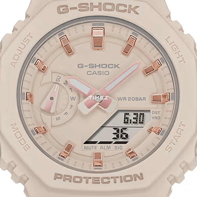 卡西欧,G-SHOCK 42.90毫米,42.90毫米,碳纤维,合成树脂,粉色,石英,倒计时,计时,月历,星期历,矿物水晶,八角形,GMAS2100,GMAS2100-4A