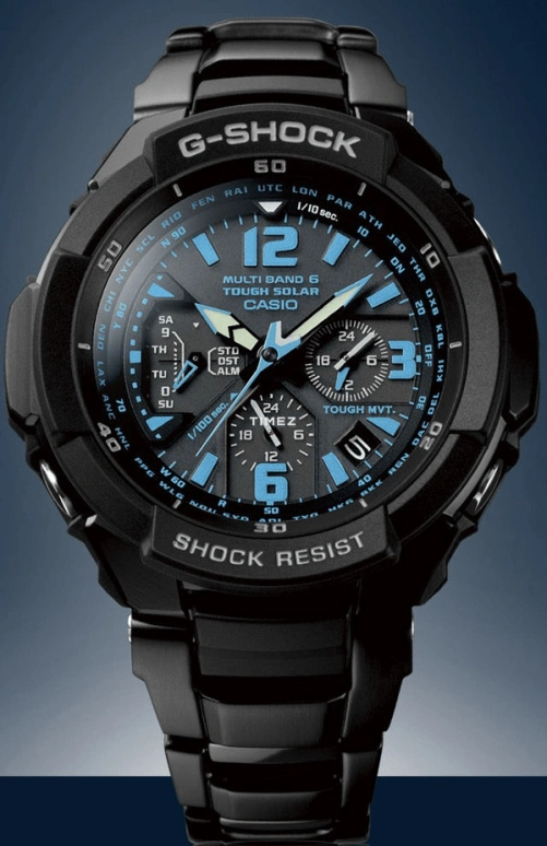 卡西欧,G-SHOCK 64.20x46.60毫米,64.20x46.60毫米,合成树脂,不锈钢,黑色,石英,星期历,日历,世界时,闹铃,矿物水晶,玻璃,酒桶形,GW,GW-3000BD-1A