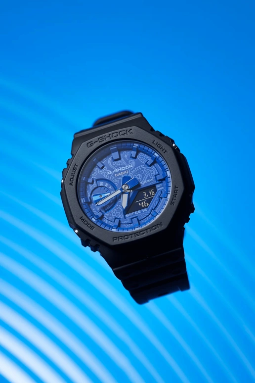 卡西欧,G-SHOCK 48.50x45.40毫米,48.50x45.40毫米,合成树脂,碳纤维,蓝色,石英,倒计时,计时,月历,星期历,矿物水晶,圆形,GA2100BP,GA2100BP-1A