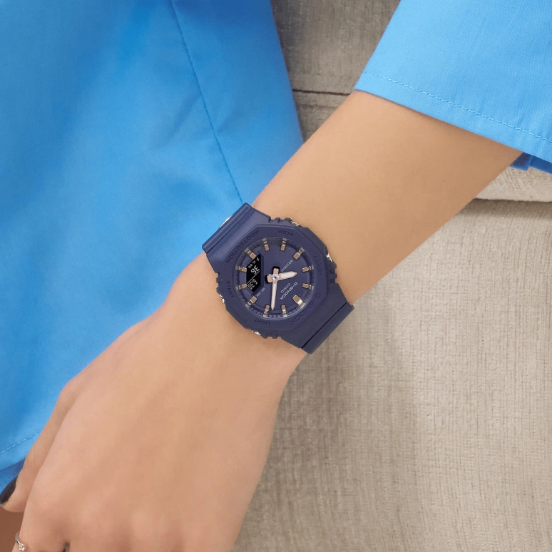卡西欧,G-SHOCK 46x40.20毫米,46x40.20毫米,生物基,合成树脂,紫色,石英,倒计时,计时,月历,星期历,矿物水晶,八角形,GMAP2100M,GMAP2100M-2A