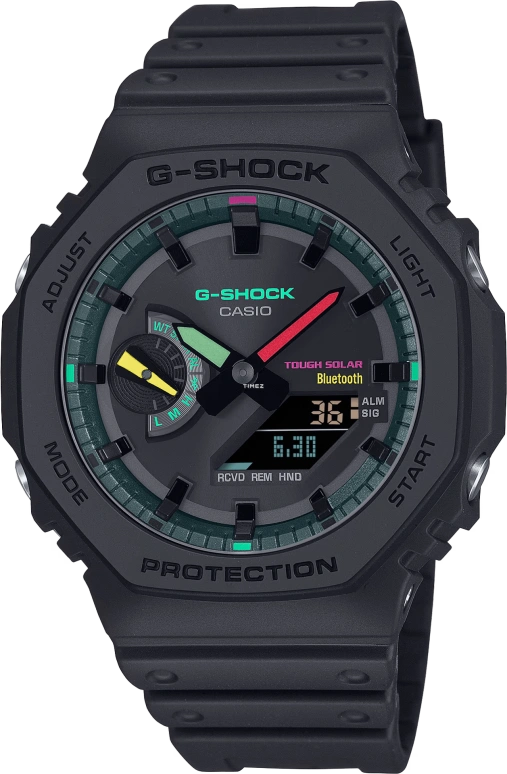 卡西欧,G-SHOCK 45.40毫米,45.40毫米,碳纤维,生物基,合成树脂,黑色,石英,倒计时,计时,月历,星期历,矿物水晶,八角形,GAB2100MF,GAB2100MF-1A