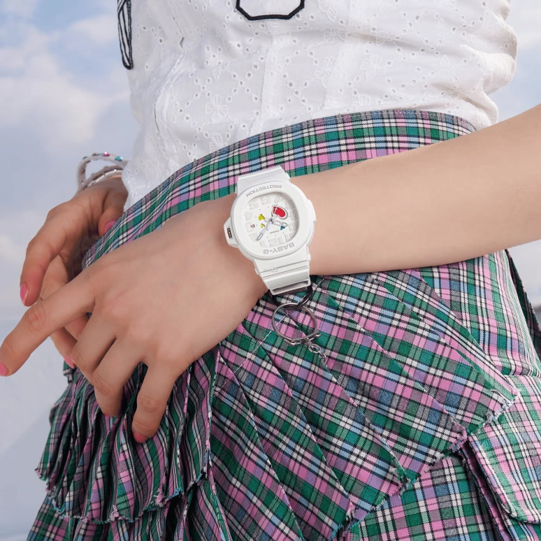 卡西欧,BABY-G 46.60x42.10毫米,46.60x42.10毫米,合成树脂,白色,石英,日历,矿物水晶,BGA10,BGA10-7A