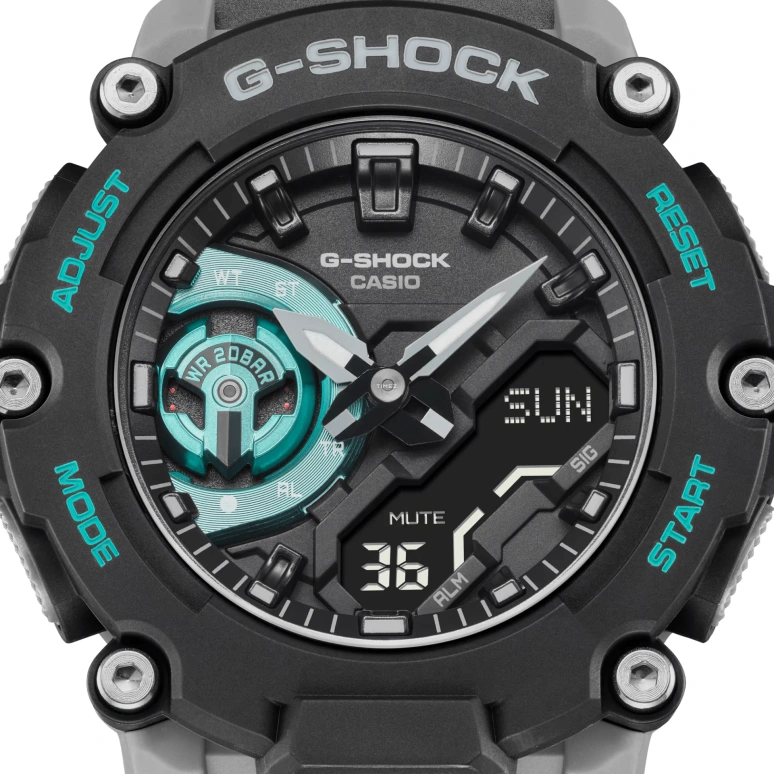 卡西欧,G-SHOCK 47.10毫米,47.10毫米,合成树脂,黑色,石英,倒计时,计时,月历,星期历,矿物水晶,圆形,GA2200M,GA2200M-1A