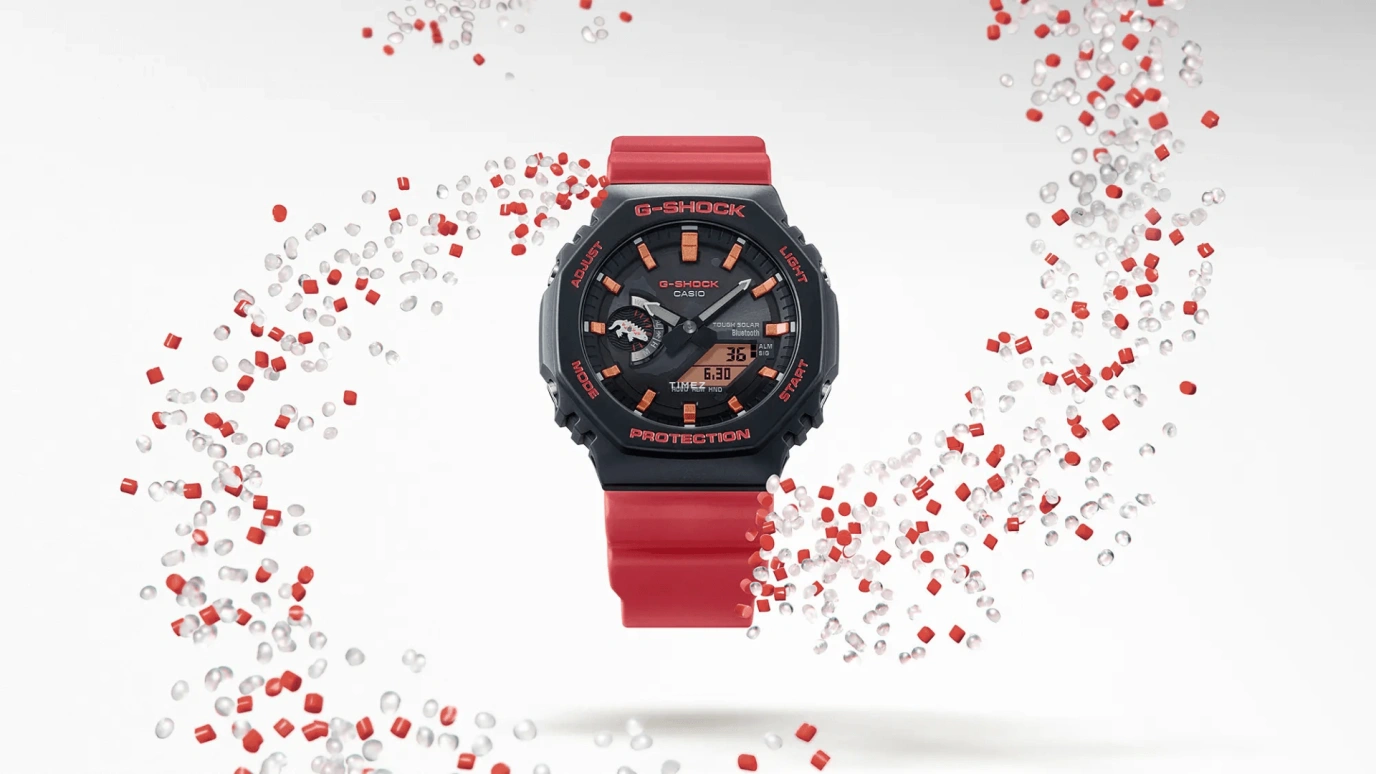 卡西欧,G-SHOCK 45.40毫米,45.40毫米,碳纤维,生物基,合成树脂,黑色,石英,倒计时,计时,月历,星期历,矿物水晶,八角形,GAB2100CD1A4