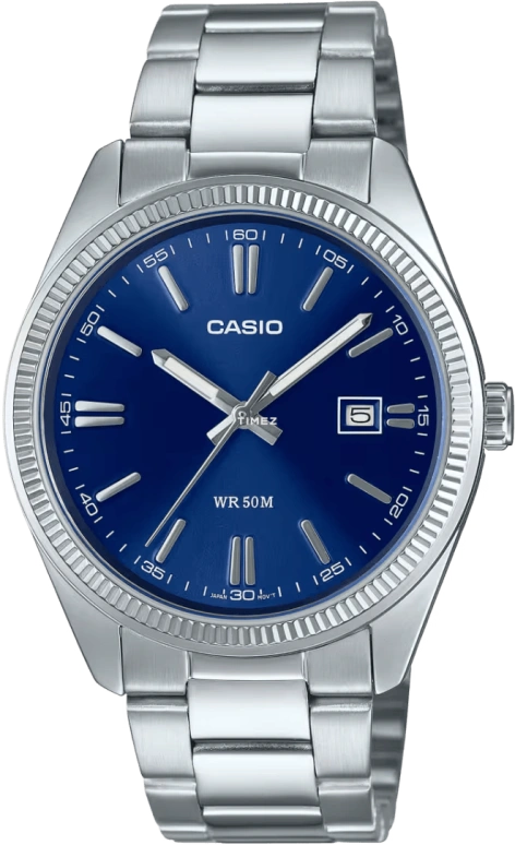 Casio,ANALOGUE 44.20x38.50mm,44.20x38.50mm,Stainless Steel,Blue,Quartz,Day,Hardlex,MTP1302D,MTP1302D-2AVT