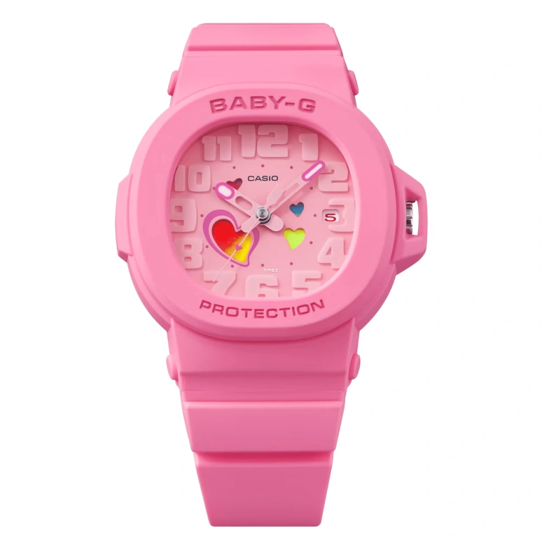 卡西欧,BABY-G 46.60x42.10毫米,46.60x42.10毫米,合成树脂,粉红色,石英,日历,矿物水晶,BGA10,BGA10-4A