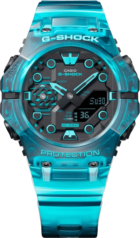 卡西欧,G-SHOCK 42.50x46毫米,42.50x46毫米,合成树脂,碳纤维,黑色,石英,倒计时,计时,星期历,日历,矿物水晶,圆形,GAB001G,GAB001G-2A