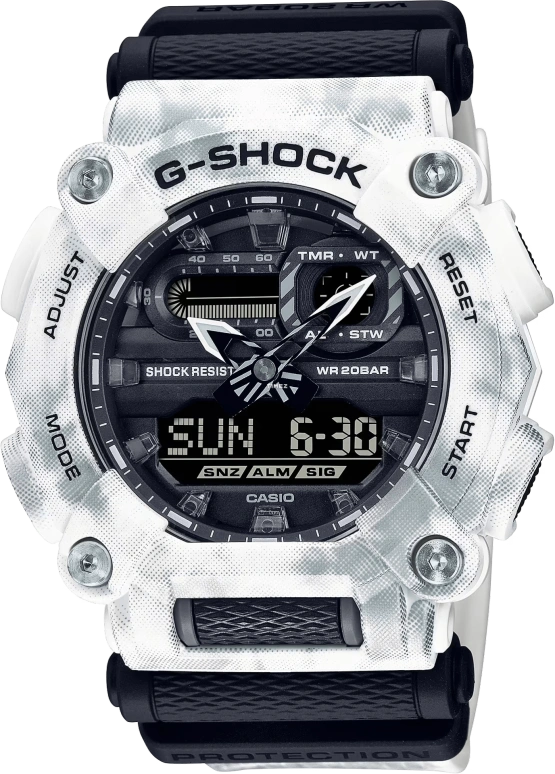 卡西欧,G-SHOCK 52.80x49.50毫米,52.80x49.50毫米,合成树脂,黑色,石英,倒计时,计时,月历,星期历,矿物水晶,圆形,GA900GC,GA900GC-7A