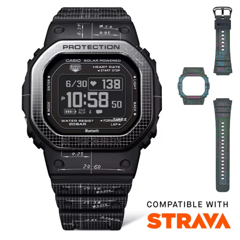 Casio,G-SHOCK 51.10x44.50mm,51.10x44.50mm,Bio-sourced,Black,Quartz,Chronograph,Moonphase,Month,Date,Hardlex,Square,DW,DW-H5600EX-1