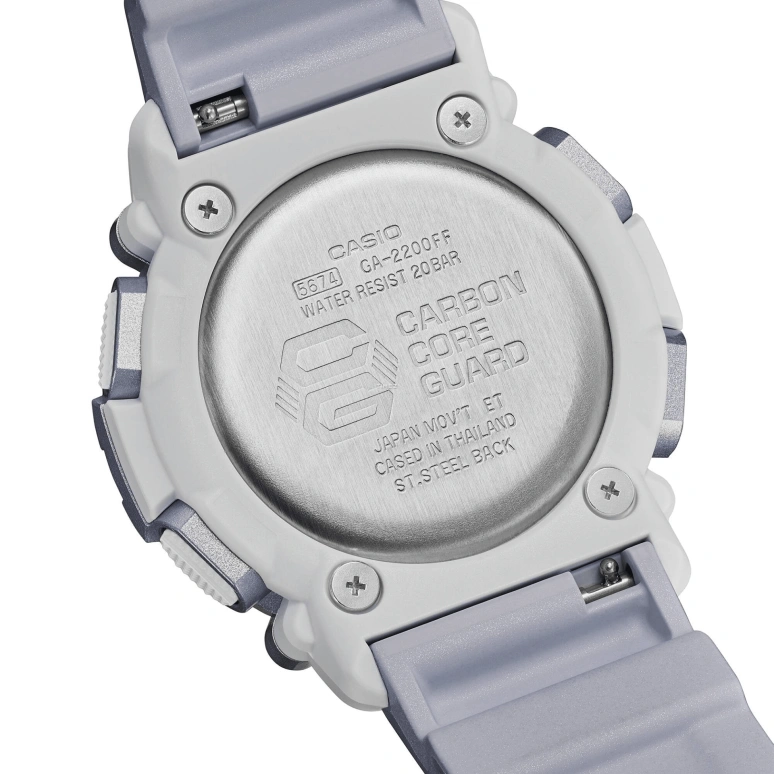 卡西欧,G-SHOCK 47.10毫米,47.10毫米,合成树脂,碳纤维,白色,石英,倒计时,计时,月历,星期历,矿物水晶,圆形,GA2200FF,GA2200FF-8A