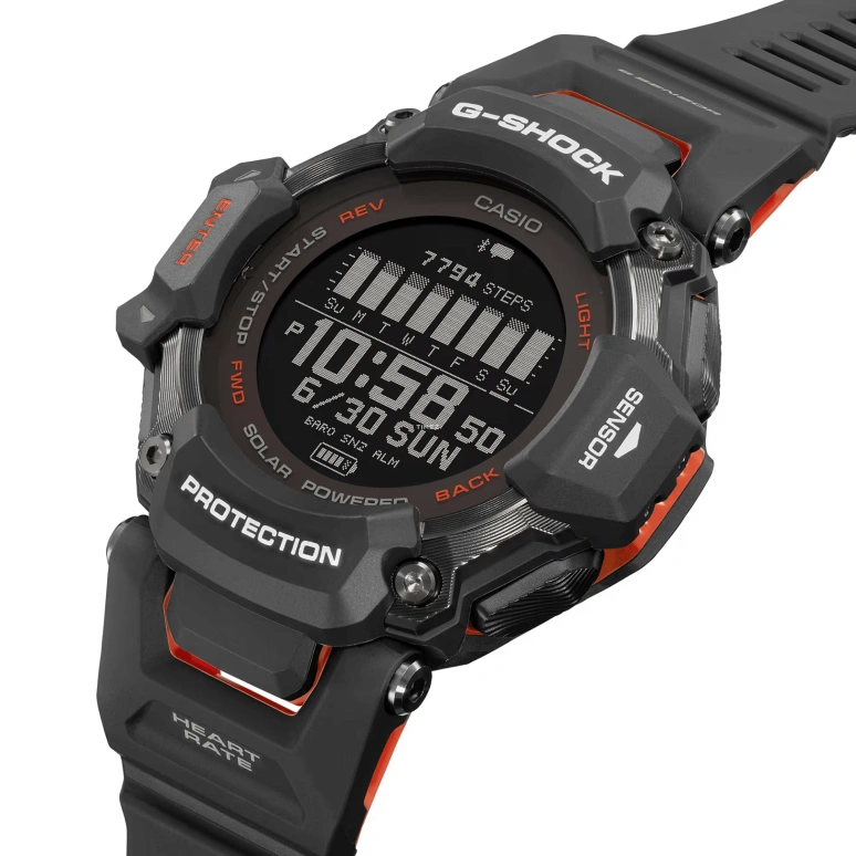 卡西欧,G-SHOCK 52.60毫米,52.60毫米,生物基,合成树脂,黑色,处理器,倒计时,计时,月历,星期历,矿物水晶,圆形,GBDH2000,GBDH2000-1A