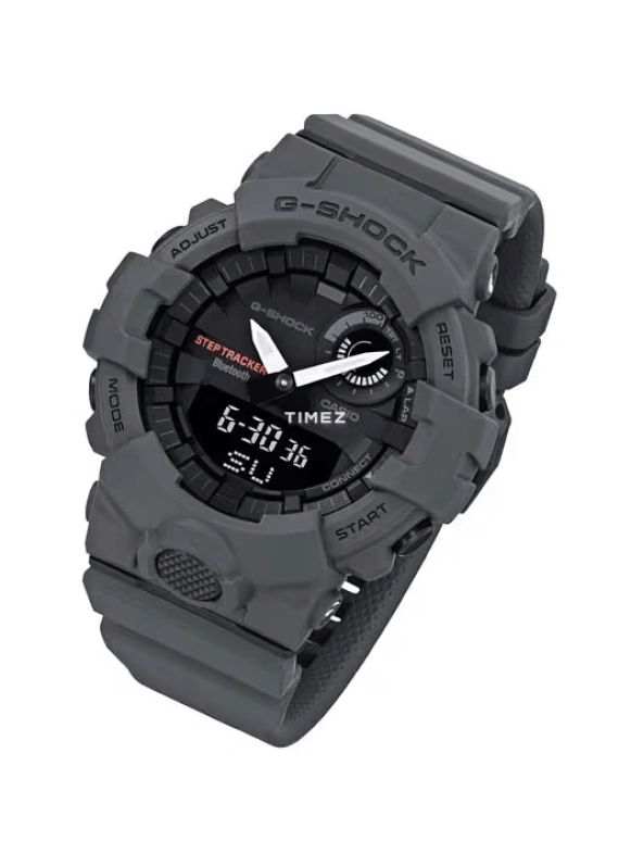 卡西欧,G-SHOCK 48.60毫米,48.60毫米,合成树脂,灰色,石英,倒计时,计时,月历,星期历,矿物水晶,圆形,GBA800,GBA800-8A