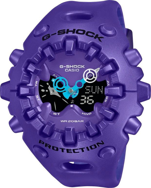 卡西欧,G-SHOCK 49.10x58.20毫米,49.10x58.20毫米,合成树脂,紫色,石英,倒计时,计时,月历,星期历,矿物水晶,圆形,GAV01,GAV01-2A