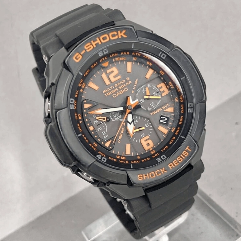 卡西欧,G-SHOCK 64.20x46.60毫米,64.20x46.60毫米,合成树脂,黑色,石英,星期历,日历,世界时,闹铃,矿物水晶,玻璃,酒桶形,GW,GW-3000B-1A