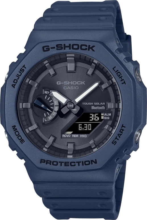 卡西欧,G-SHOCK 48.50x45.40毫米,48.50x45.40毫米,合成树脂,碳纤维,黑色,石英,倒计时,计时,月历,星期历,矿物水晶,圆形,GAB2100,GAB2100-2A