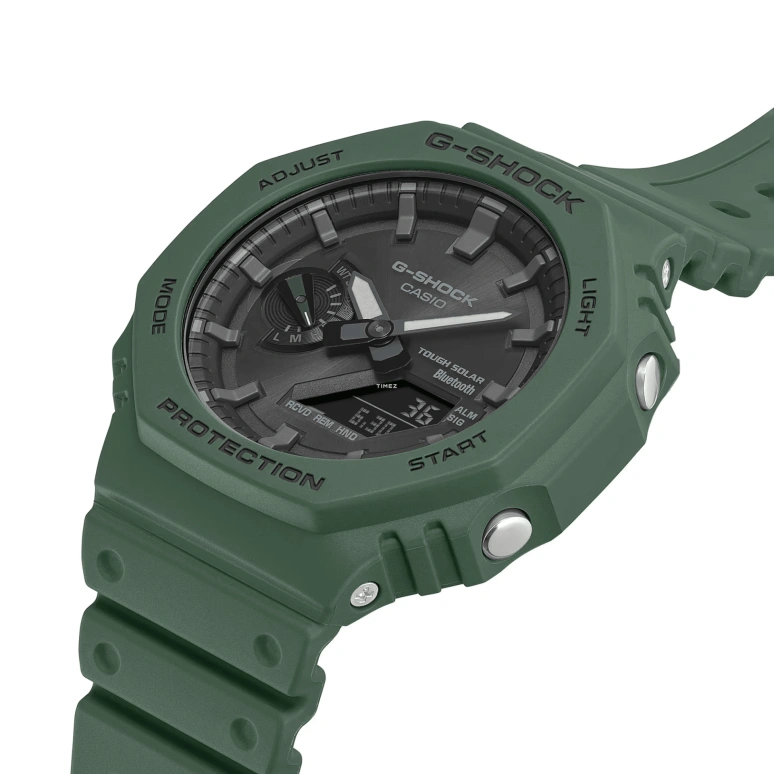 卡西欧,G-SHOCK 48.50x45.40毫米,48.50x45.40毫米,合成树脂,碳纤维,黑色,石英,倒计时,计时,月历,星期历,矿物水晶,圆形,GAB2100,GAB2100-3A