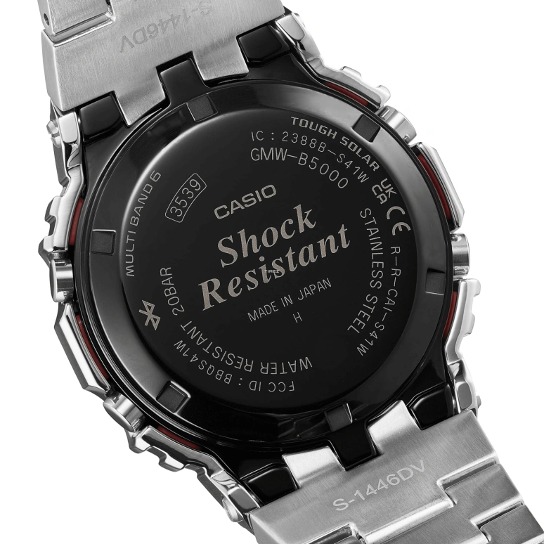 卡西欧,G-SHOCK 49.30x43.20毫米,49.30x43.20毫米,不锈钢,银色,石英,倒计时,计时,月历,星期历,玻璃,方形,GMW,GMW-B5000PC-1