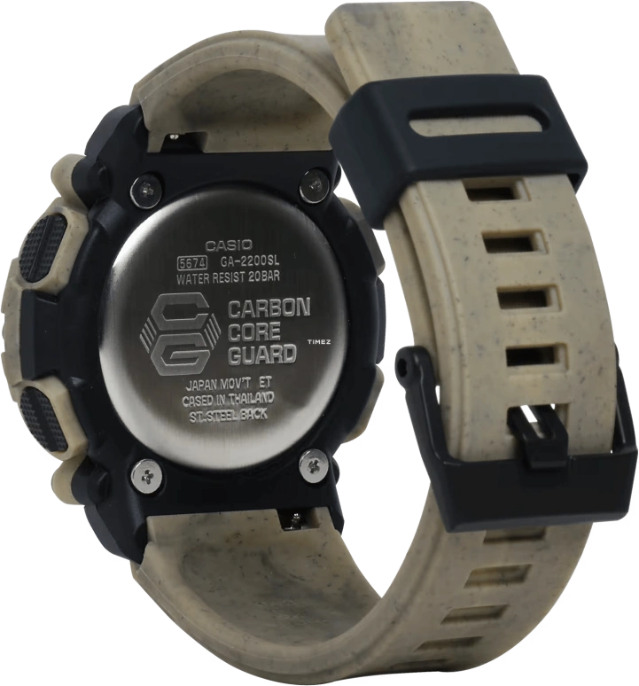 卡西欧,G-SHOCK 50.80x47.10毫米,50.80x47.10毫米,合成树脂,黑色,石英,倒计时,计时,月历,星期历,矿物水晶,圆形,GA2200SL,GA2200SL-5A