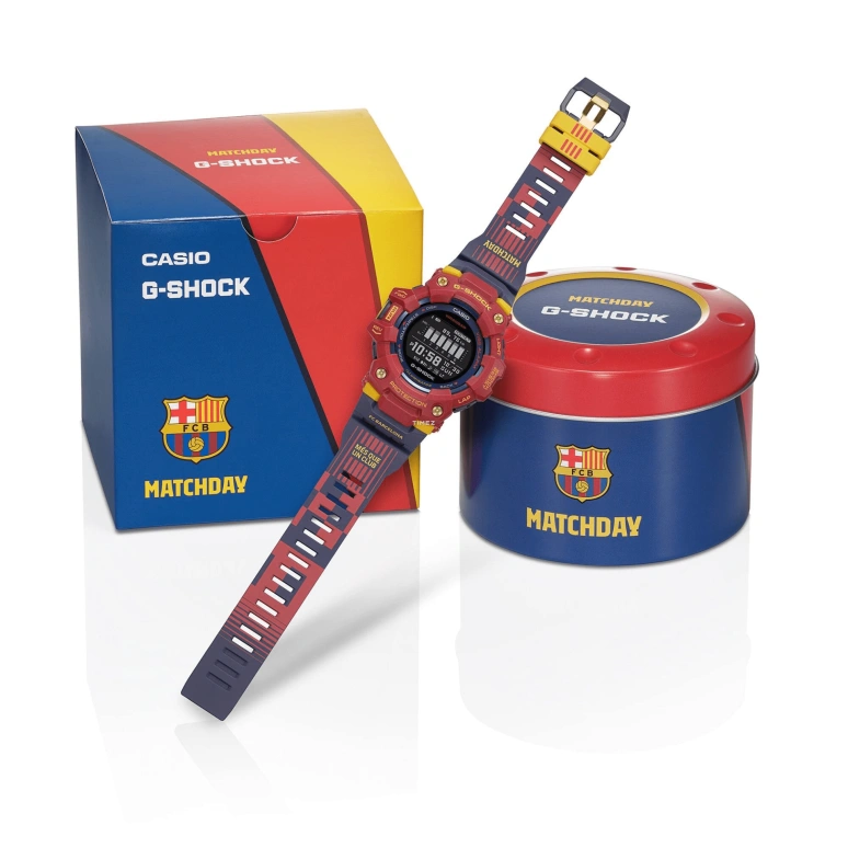 卡西欧,G-SHOCK 49.30毫米,49.30毫米,合成树脂,蓝色,石英,倒计时,计时,月历,星期历,矿物水晶,圆形,GBD100BAR,GBD100BAR-4