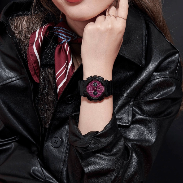 卡西欧,G-SHOCK 45.90毫米,45.90毫米,合成树脂,粉红色,石英,倒计时,计时,月历,星期历,矿物水晶,圆形,GMAS120RB,GMAS120RB-1A