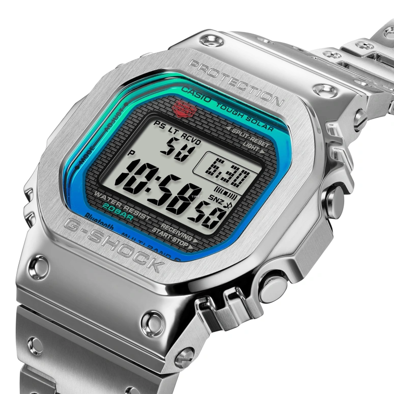 卡西欧,G-SHOCK 49.30x43.20毫米,49.30x43.20毫米,不锈钢,银色,石英,倒计时,计时,月历,星期历,玻璃,方形,GMW,GMW-B5000PC-1