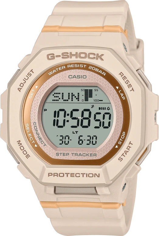 卡西欧,G-SHOCK 43.80毫米,43.80毫米,生物基,合成树脂,粉色,石英,倒计时,计时,年历,月历,矿物水晶,八角形,GMDB300,GMDB300-4
