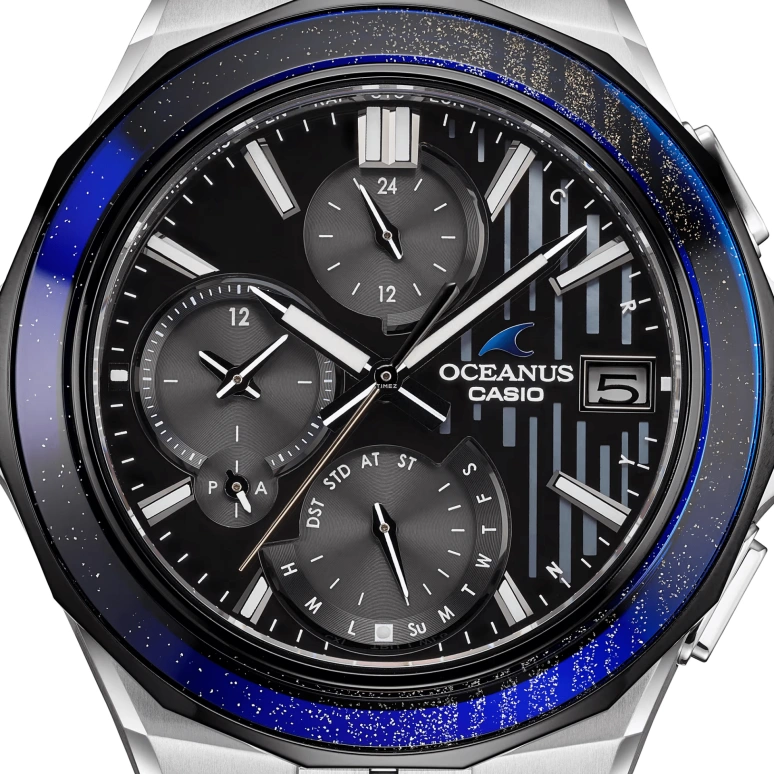 卡西欧,OCEANUS 48.80x42.30毫米,48.80x42.30毫米,钛,黑色,石英,星期历,日历,世界时,OCWS5000MB1A