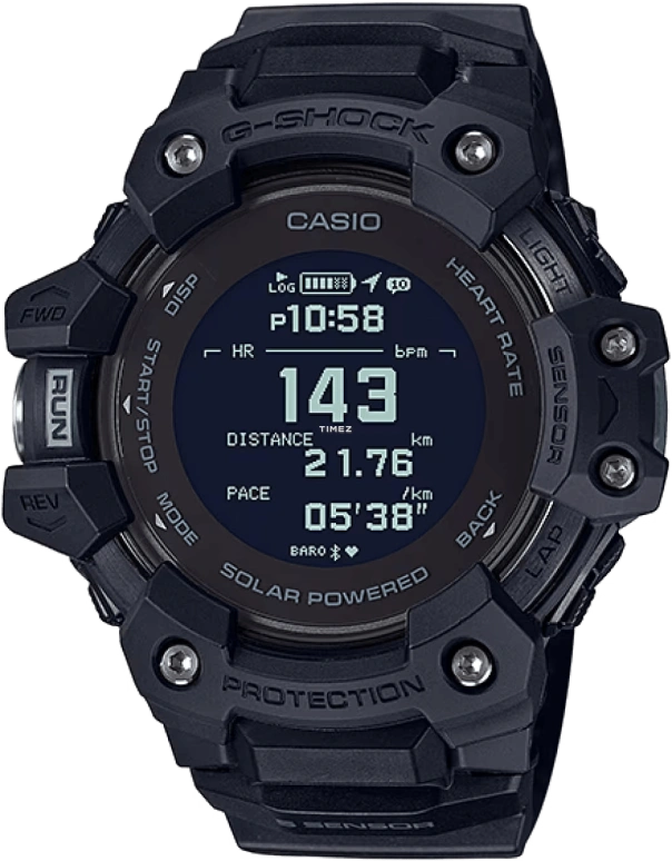 Casio,G-SHOCK 54.60x55mm,54.60x55mm,Resin,Stainless Steel,Black,Quartz,Countdown,Chronograph,Month,Date,Hardlex,Round,GBDH1000,GBDH1000-1