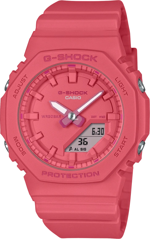 卡西欧,G-SHOCK 46x40.20毫米,46x40.20毫米,合成树脂,红色,石英,倒计时,计时,月历,星期历,矿物水晶,八角形,GMAP2100,GMAP2100-4A