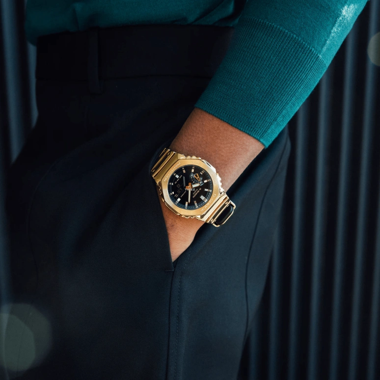 卡西欧,G-STEEL 44.40毫米,44.40毫米,不锈钢,黑色,石英,倒计时,计时,月历,星期历,矿物水晶,八角形,GM2100YMG,GM2100YMG-9A