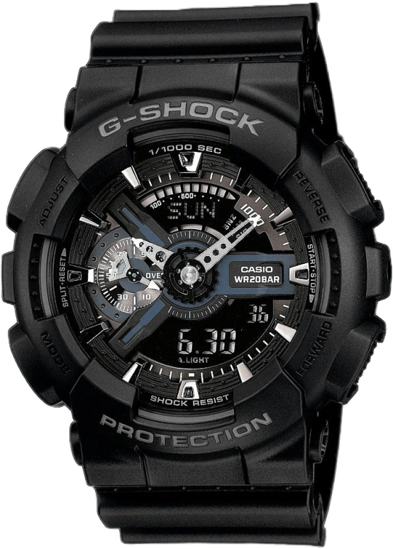 Casio,G-Shock GA-110 55mm,55mm,Resin,Black,Quartz,Countdown,Chronograph,Perpetual Calendar,World Time,In-house Caliber,Mineral,GA,GA-110-1B