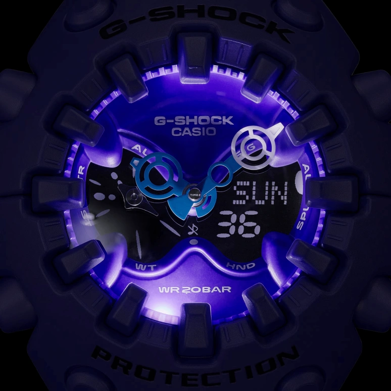 卡西欧,G-SHOCK 49.10x58.20毫米,49.10x58.20毫米,合成树脂,紫色,石英,倒计时,计时,月历,星期历,矿物水晶,圆形,GAV01,GAV01-2A
