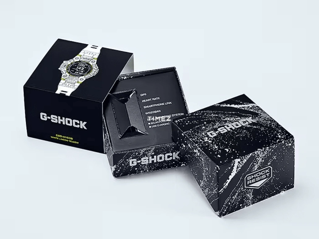 卡西欧,G-SHOCK 55毫米,55毫米,合成树脂,黑色,处理器,倒计时,计时,月历,星期历,矿物水晶,圆形,GBDH1000,GBDH1000-7A9