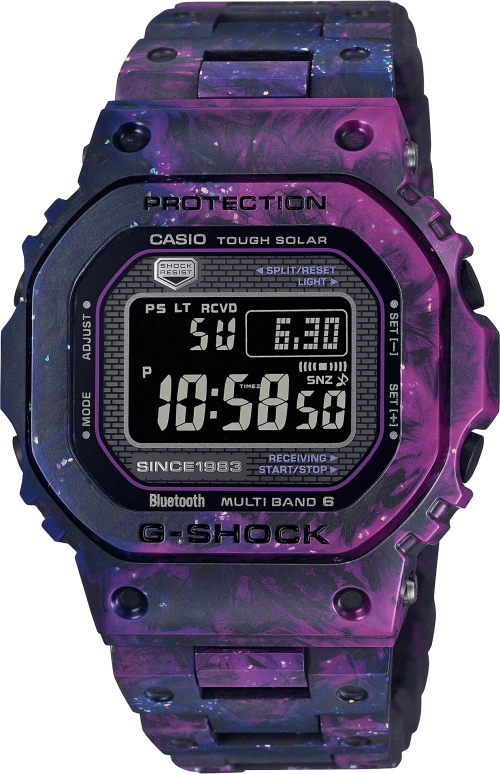 卡西欧,G-SHOCK 49.10x45毫米,49.10x45毫米,碳纤维增强树脂,锻造碳纤维,黑色,石英,倒计时,计时,月历,星期历,蓝宝石,方形,GCWB5000UN,GCWB5000UN-6
