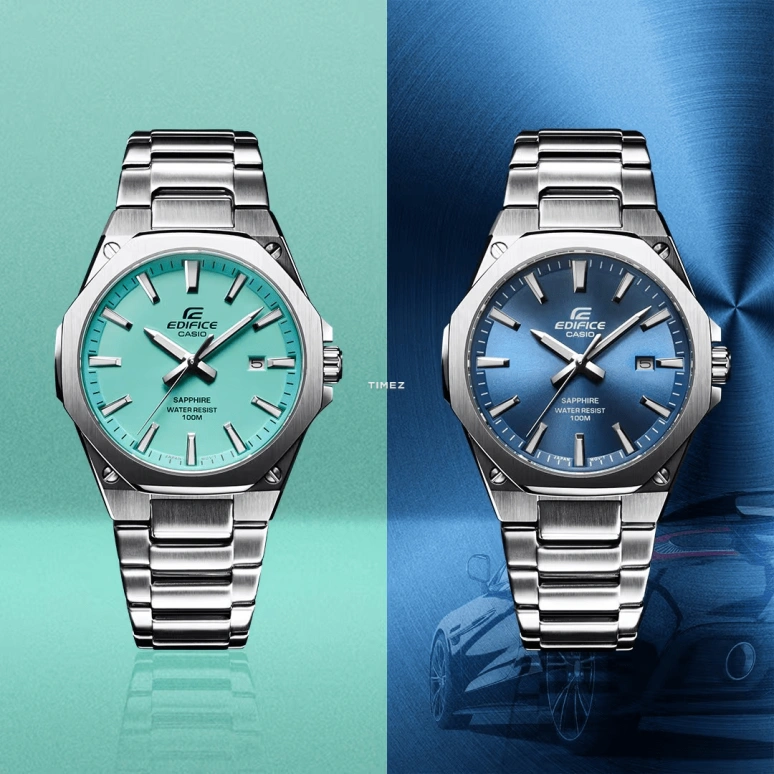 卡西欧,EDIFICE 44.80x39.90毫米,44.80x39.90毫米,不锈钢,蓝色,石英,日历,蓝宝石,水晶玻璃,EFRS108D,EFRS108D-2AV