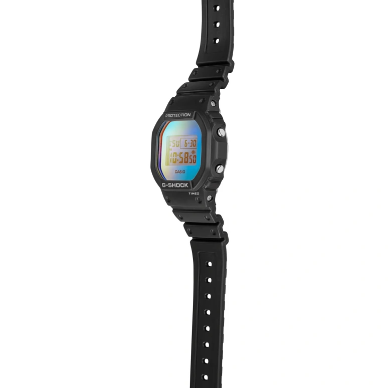 卡西欧,G-SHOCK 48.90x42.80毫米,48.90x42.80毫米,合成树脂,渐变色,虹色,石英,倒计时,计时,月历,星期历,矿物水晶,方形,DW5600SR,DW5600SR-1