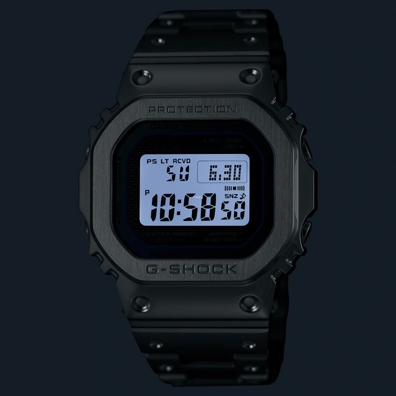 卡西欧,G-SHOCK 49.30x43.20毫米,49.30x43.20毫米,不锈钢,银色,石英,倒计时,计时,月历,星期历,玻璃,方形,GMW,GMW-B5000PC-1